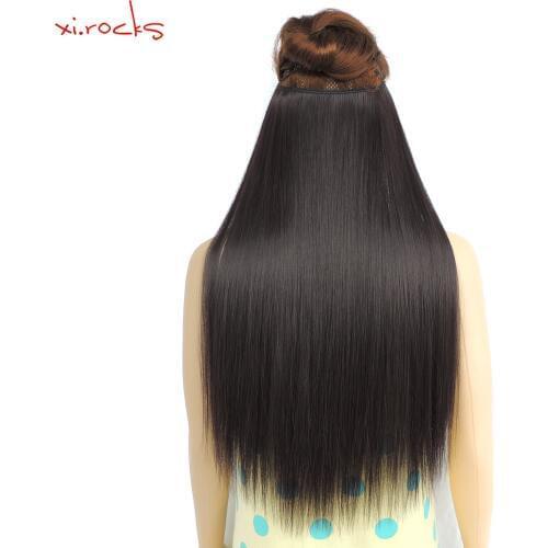 Ysz8060/25Colors 2P Xi.rocks Halo Elastic Rope Hair Extension Synthetic Around the Head or Straight Sew in Weave Double Weft wig