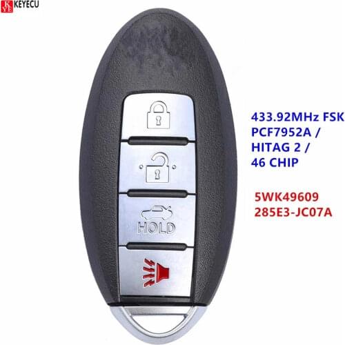 KEYECU Replacement Proximity Smart Remote Key 433MHz PCF7952A 5WK49609 For Nissan Maxima 2008 2009 2010 2011-2015 285E3-JC07A