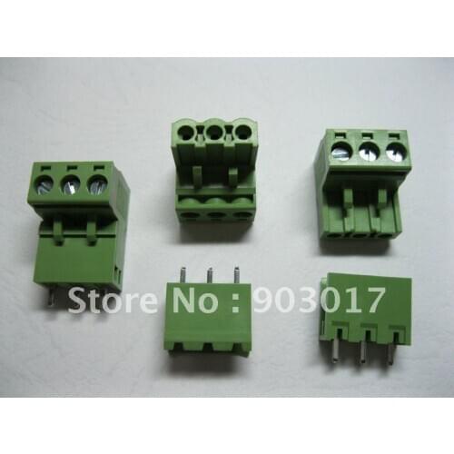 Green L Type 3 pin/way 5.08mm Screw Terminal Block Connector 50 pcs per lot hot sale
