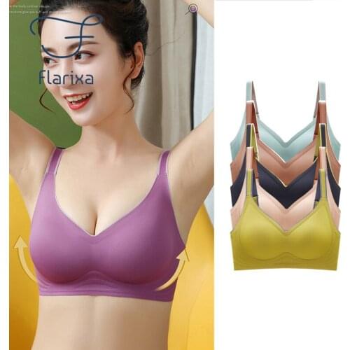 Flarixa Gradient Jelly Strip Womens Underwear Seamless Invisible Latex Push Up Bra Without Bones Comfort Adjustable Sports Bras