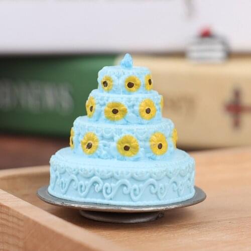 1Pc Miniature Birthday Cake Model Simulation Food Kitchen Toy Cakes Toy plastic Ornament Craft Play Doll House Accessories