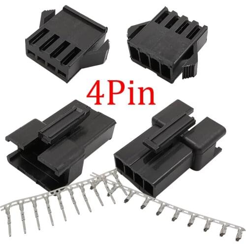 10/20 Set SM JST LED Connectors 4 Pin Pitch 2.54MM Female Socket Male Housing Crimp Terminals 4P JST SM Plug Jack Wire Connector