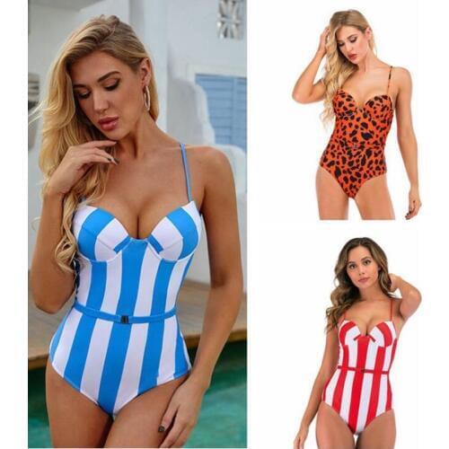 2020 Plus size S-XXL Swimwear Women Hard Padded One piece Swimsuit push up Stroj kapielowy Mujer Trikini Badpak femme Biquini