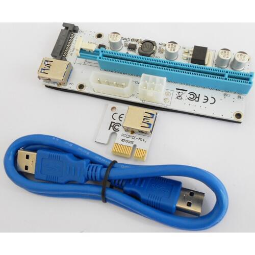 3 in 1 VER008S PCI-E Riser Card 6pin 4pin SATA Riser 60cm pcie 1x to 16x PCI Express Slot for Antminer Bitcoin BTC Miner Mining