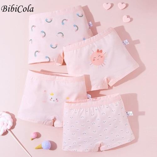 4Pcs/lot Girls Cotton Boxer Briefs Children Panties Girls Boxer Shorts Childrens Cute Panties Kids Underwear For 2-14 Years