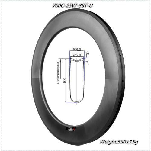Aerodynamics system carbon bicycle U shape 88mm tubular carbon road bike wheel 25mm width engineers New design type bike rim