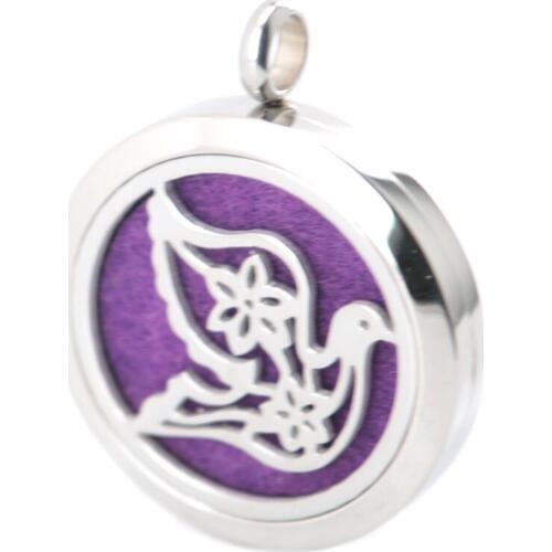 Bird Aromatherapy Essential Oil Surgical Stainless Steel Perfume Diffuser Locket Necklace Pendant