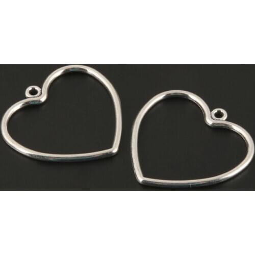20pcs Hollow Out Heart Charms Silver Color Love Connector Pendants For DIY Handmade Jewelry Making Accessorie