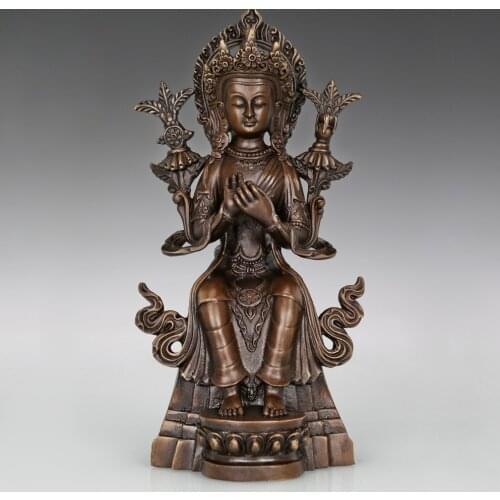 Bronze Maitreya Buddha Statue Sculpture Buddhism Collectible Figurine Art Classy Decoration