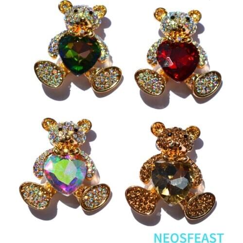 Mix Color Cute Bear Brooch for Women Crystal Girls Brooch Rhinestone Metal Pin Ladies Dress Garments Lady Gifts Fashion Jewelry