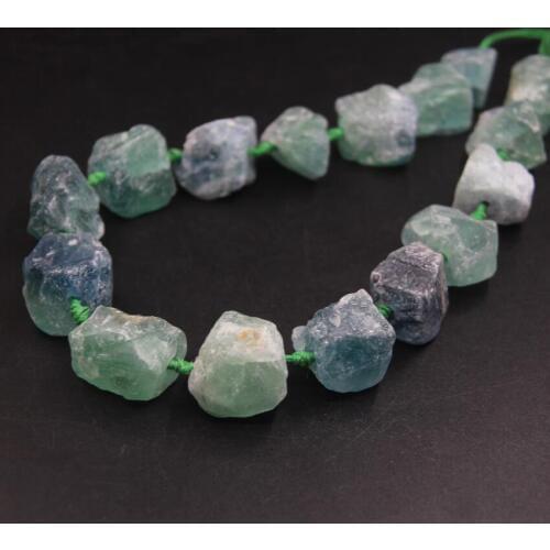 15.5"/strand Natural Rainbow Fluorite Raw Nugget Beads,Freeform Crystal Quartz Stone Pendant Necklace Jewelry Crafts Making
