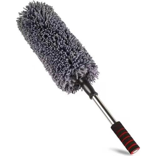 Microfiber cleaning brush for automobile dust collector, with telescopic handle and multifunctional dust collector