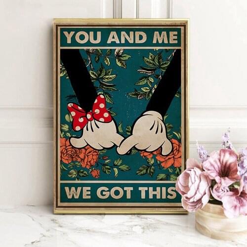 Disney Mickey Mouse Love Family Canvas Painting Cartoon Funny Bathroom Poster And Print Wall Art Washroom Home Decor Picture