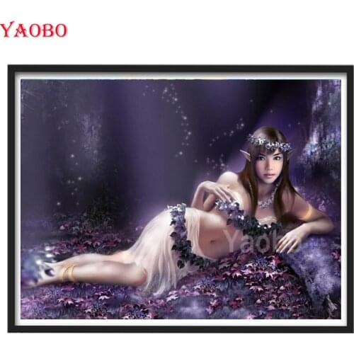 Full Diamond Embroidery Paintings 5D DIY Fantasy purple forest elf girl Mosaic Cross Stitch Handmade Special Gift Needlework