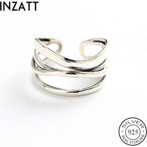 INZATT Real 925 Sterling Silver Irregular Adjustable Ring For Fashion Woman Party Minimalist Fine Jewelry Punk Accessories Gift