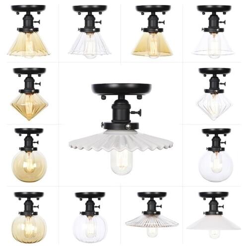 Creative American Corridor Light For Restaurant Cafe Bedroom Living Room Personalized Decorative Glass Ceiling Lamp LED E27 220V