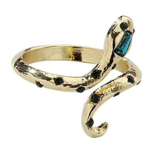 2021 Summer Jewelry Womens Gold Color Rhinestone Fashion Animal Snake Ring