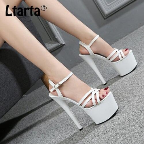 LTARTA 2021 Patent Leather Sandals Special High Heels Fine Sexy Black Platform Heels Ultra-High Sandals Womens Summer LFD