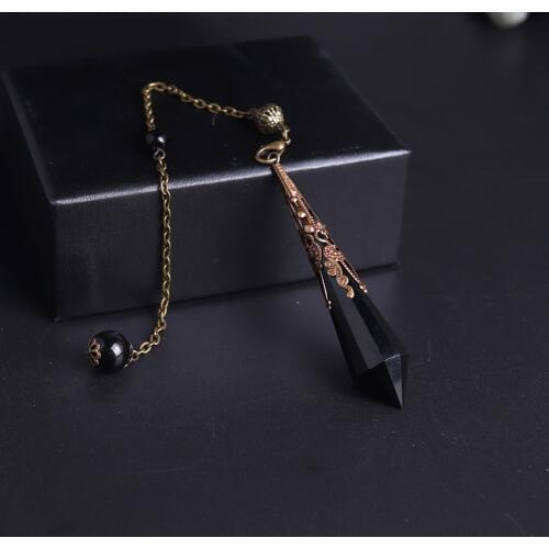 High Quality Natural Black Stone Facet Obsidian Pendulum for Dowsing Pendant Amulet Crystal Divination Chakra Necklace Jewelry