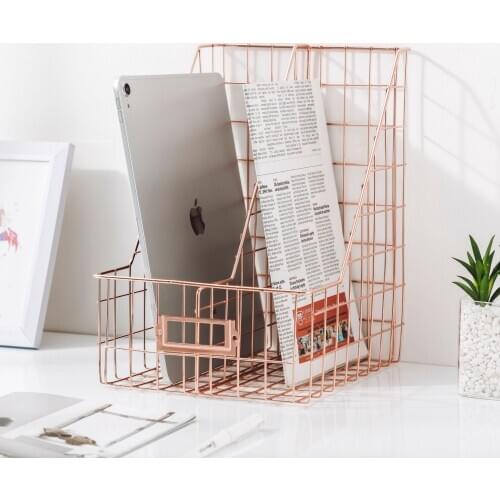 Metal Nordic Rose Gold Bookends Book Magazine Holder File Document Rack Notebbook Stand Desk Organizer Office Accessories