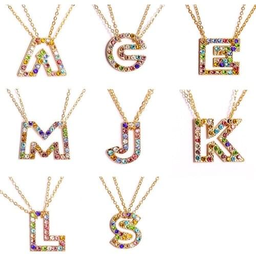Fashion Necklace Jewelry Alloy Letter Set Rhinestone Pendant Necklace Female Models Clavicle Chain Accessories Gifts For Women