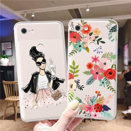 Cartoon Flower Girl Coque for Google Pixel 5 4 4a 3 3a 2 XL Soft TPU Silicone Phone Cases For Pixel 4XL 5 XL 3XL 2XL Cover Funda