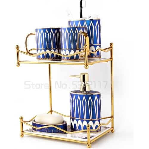 Wash set light luxury ceramic bathroom 6-Piece set bathroom mouthwash cup set storage rack