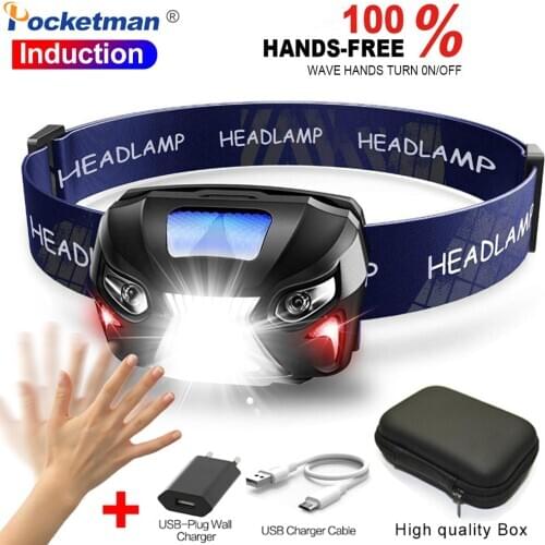 Powerful 8000 Lumen Body Motion Sensor Headlamp LED Headlight USB Rechargeable Head Flashlight Camping Fishing Hiking Head Light