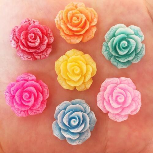 New Resin Kawaii 20mm crack Flower Flat back Cabochon Stone 30PCS Scrapbook DIY Decor Home Figurine Crafts