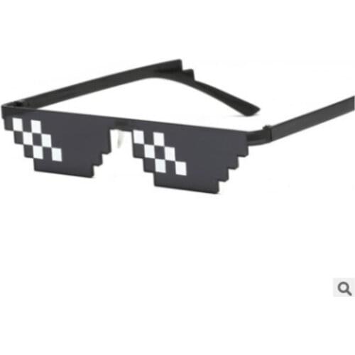 New Thug Life Mosaic Glasses Sunglasses for Men Women 8 Bit Coding Pixel Trendy Cool Super Party Funny Vintage Shades Eyewear