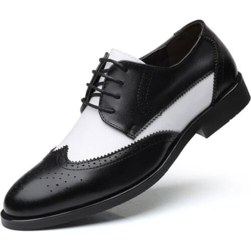 New Casual Leather Dress Shoes Korean Round Toe Mens Single Shoes Large Size Business Lace up Oxfords Formal Shoes For Men