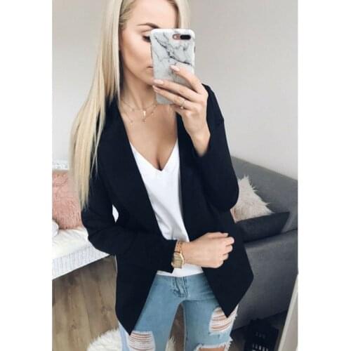 New Fashion Solid Blazer Women Long Sleeve Cardigan Blazer Spring Autumn Lady OL Office Casual Blazer Suit Top Coat Outwear