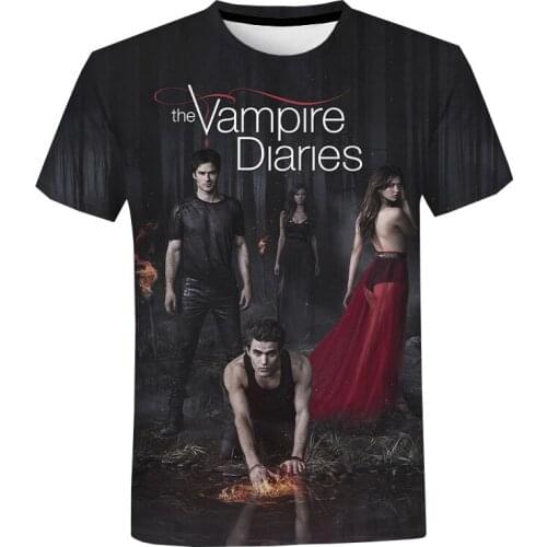 New TV Series T-Shirt The Vampire Diaries 3D Printed Streetwear Men /Womens Fashion Oversized Teen T Shirt Tees