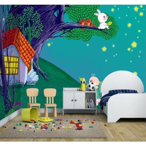 Custom wallpaper hand-painted cartoon zoo kindergarten childrens room background wall decoration waterproof material