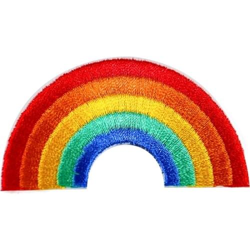 2PCS Rainbow Patch Stripes Badge Embroidery Applique Iron on Patches for Clothes Stickers Handmade DIY Apparel Sewing Supplies