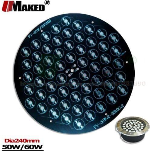 50W 60W LED PCB Underground lamp Heatsink 1/3/5W LEDs Install Aluminum Lamp Plate Dia240mm For LED Spotligt Underwater lamps DIY