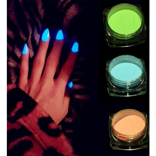7 Colors Ultrafine Fluorescent Nail Powder Neon Phosphor Colorful Nail Art Glitter Pigment 3D Glow Luminous Dust Decorations