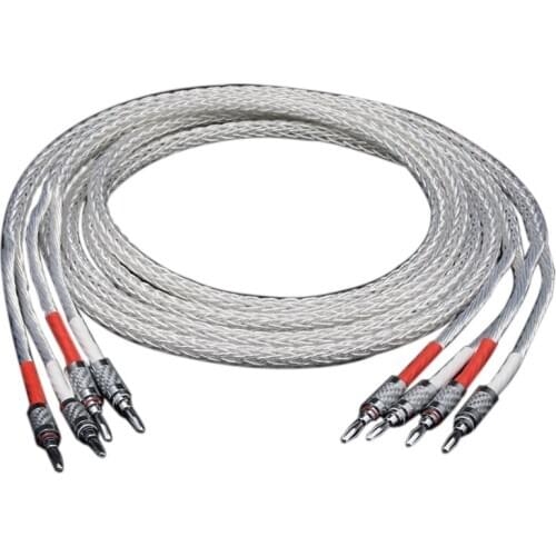 OCC Copper Silver-plated Hifi Speaker Cable High Performance Speaker cable Amplifier sound Connecting line with banana plug