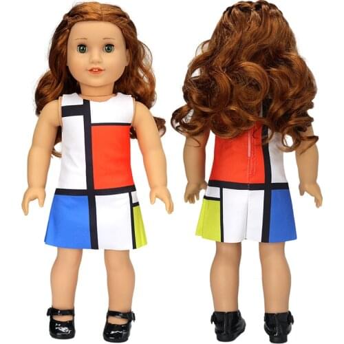 Colorful Grid Dress Fit for American Girl Doll Clothes 18-inch Doll , Christmas Girl Gift(only sell clothes)
