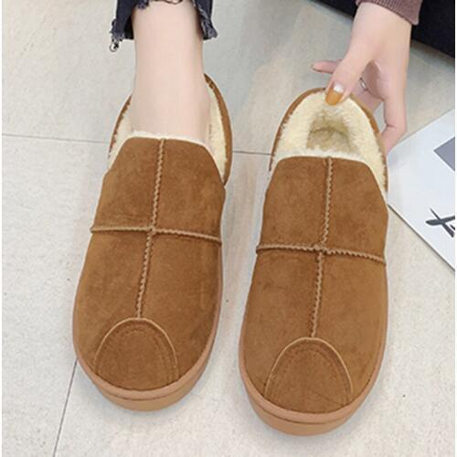 2019 TZLDN Winter Women Indoor Cotton Slippers Warm Basic Non-slip Slippers Soft Thick Bottom Couple Platform Bag Footwear