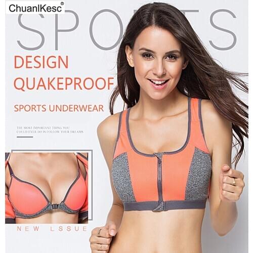 Women Zipper Push Up Sports Bras Shockproof Underwear Running Vest Gym Workout Running Tops Sportswear Sport Top