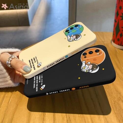 ASINA Liquid Silicone Case For OPPO Reno 2 3 4 5 Pro Cute Cartoon Straight Edge Cover Bumper For Realme X7 Find X3 X2 Lite Capa