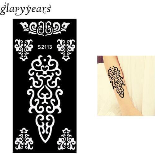 1 Piece Henna Tattoo Stencil Flower Lace Pattern Airbrush Painting for Women Body Art Makeup Henna Tattoo Template Sticker S2113