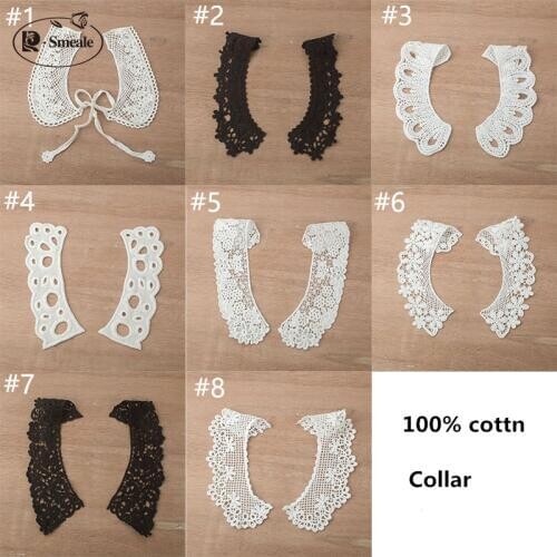 2 Pair Free Shipping New Arrival Fashion Lace Collar ,cotton Lace Craft Sewing Neckline Collar Applique Trims RS403