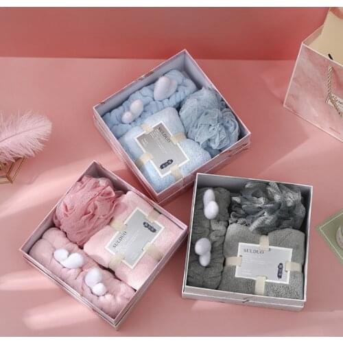 3Pcs/set Absorbent Fast Dry Bath Towel Hair Band Bath Ball With Gift Box Wedding Business Holiday Gifts Bathroom Towels Set