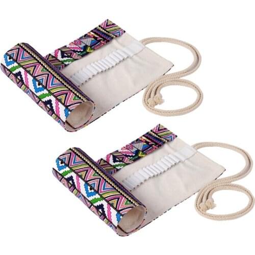 36/48 Hole Canvas Wrap, Roll Up Pencil Case, Pencil Case Holder Storage Bag, Portable Pencil Wrap Bag (Two Pieces)