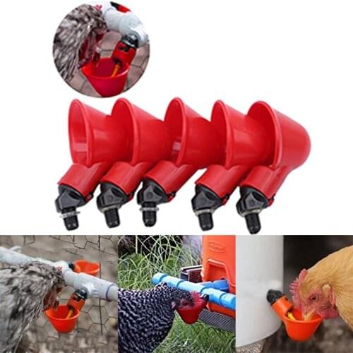 5Pcs Feed Automatic Bird Coop Poultry Chicken Fowl Drinker Water Drinking Cup For Chicken Feeder Fowl Cook Bowl Farm Animal