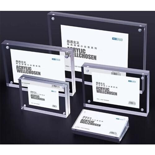 90*55mm Table Magnetic Acrylic Price Tag Sign Holder Display Stand Store Desk Picture Photo Label Card Payment Scan Block Frame