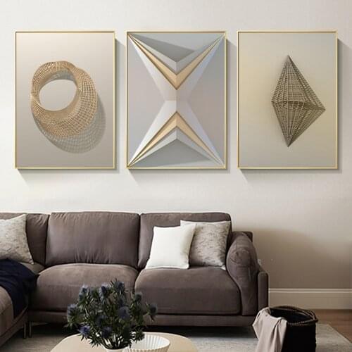 Abstract Stereoscopic Pattern Line Visual Arts Modern Decorative Picture Canvas Wall Art Poster for Office Living Room Decor