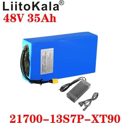 LiitoKala 48V 35ah 21700 13S7P Electric Bicycle Battery 48V 35AH 1000W Lithium Battery Built-in 20A BMS Electric Bikes Motor